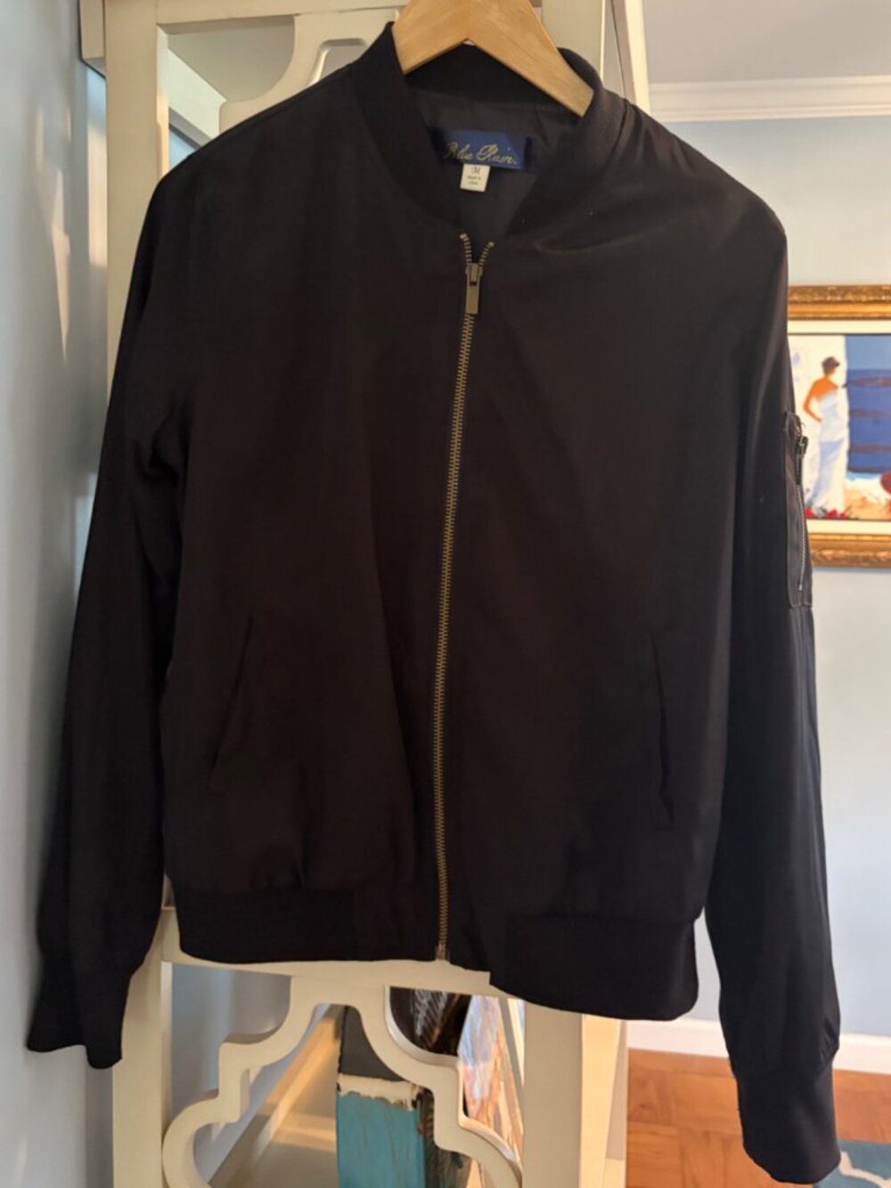 Blue Rain Black Bomber Jacket